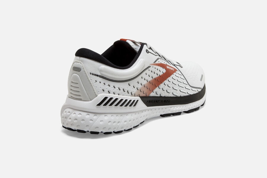 Brooks Adrenaline GTS 21 Road Running Shoes Mens - White/Black/Orange - SHONQ-0495